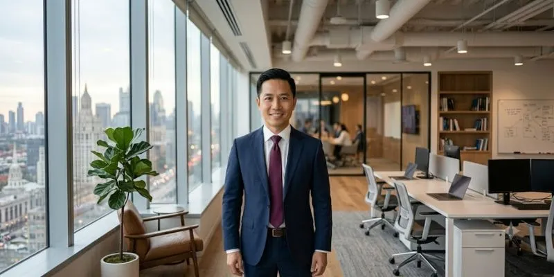 CEO Hoàng Ngô của nhà cái Go88 trong trang phục vest xanh navy, ảnh chân dung chính thức năm 2026